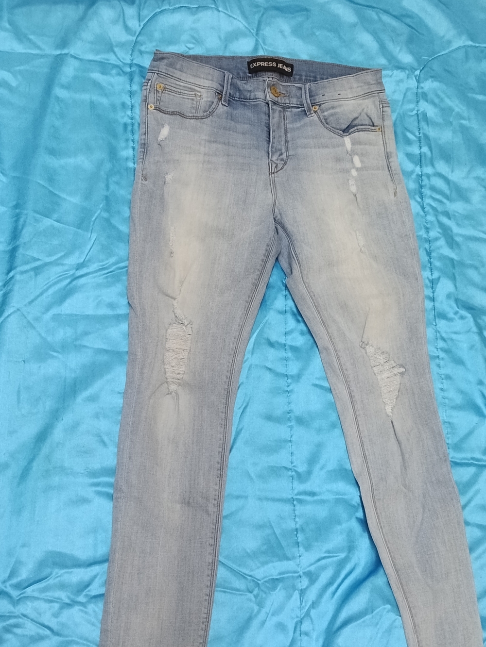 Express Light Wash Distressed Midrise Legging Jeans Size 8R